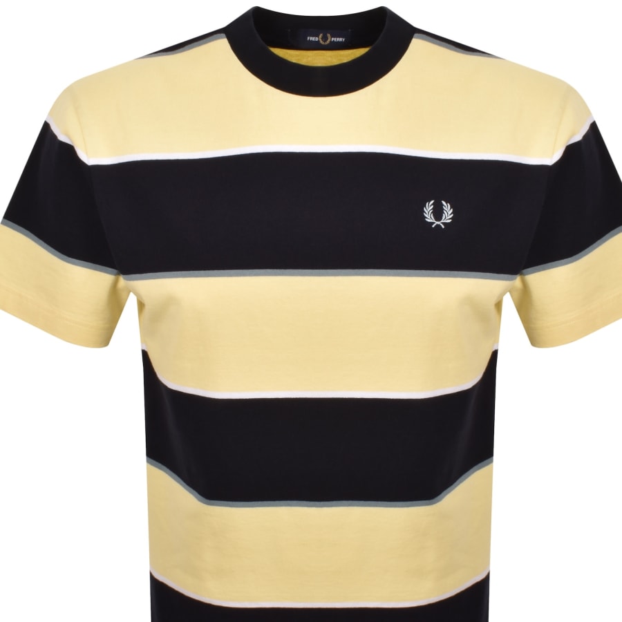 Image number 2 for Fred Perry Striped Relaxed Fit T Shirt Yellow
