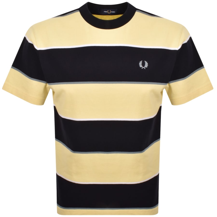 Image number 1 for Fred Perry Striped Relaxed Fit T Shirt Yellow
