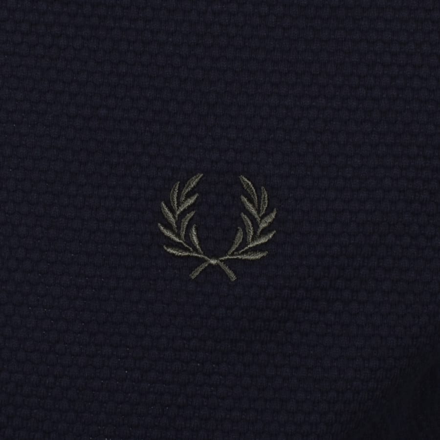 Image number 3 for Fred Perry Textured Long Sleeve Polo Navy