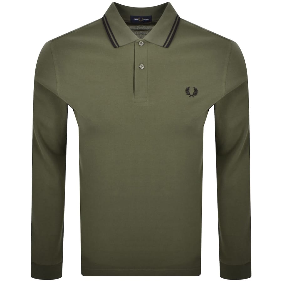 Image number 1 for Fred Perry Long Sleeved Polo T Shirt Green