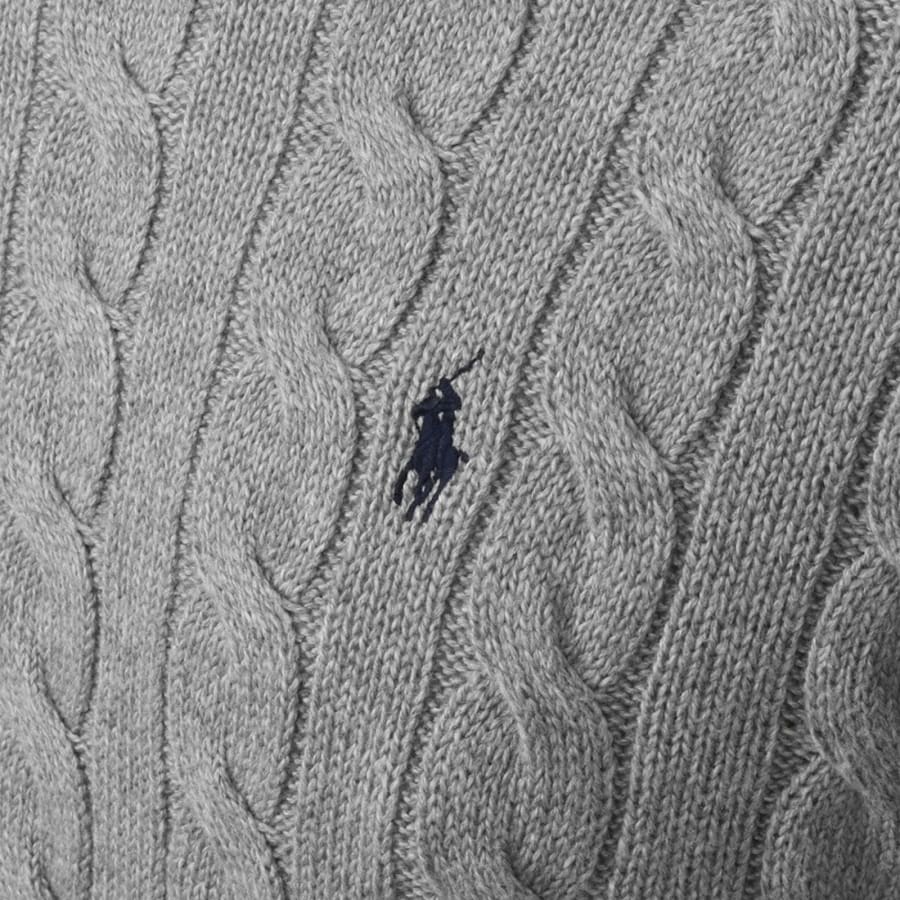 Image number 3 for Ralph Lauren Half Zip Cable Knit Jumper Grey