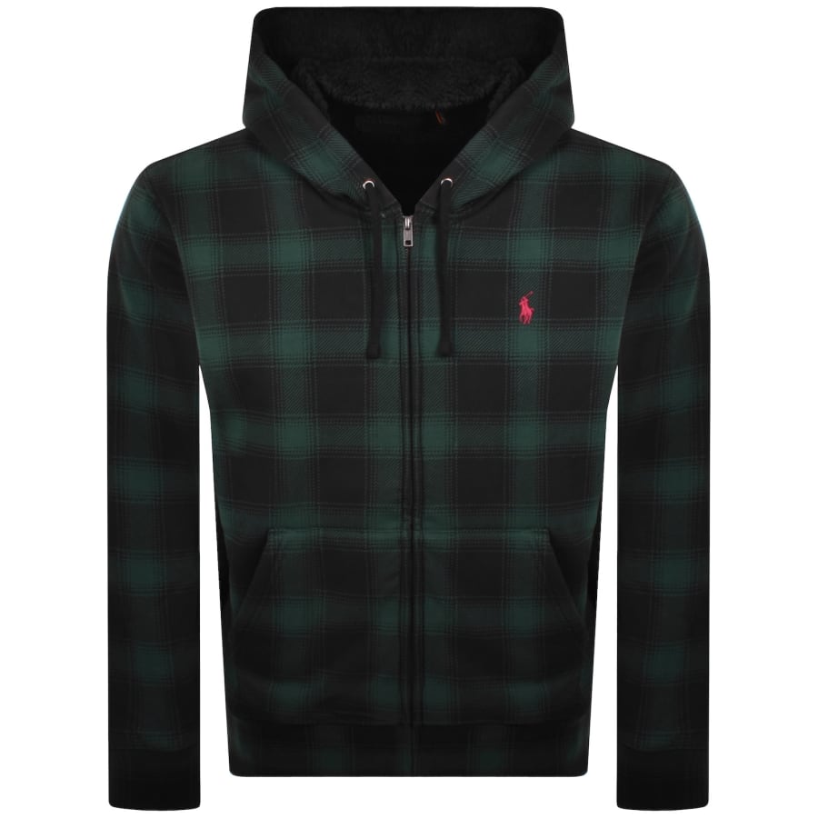 Image number 1 for Ralph Lauren Full Zip Plaid Hoodie Green