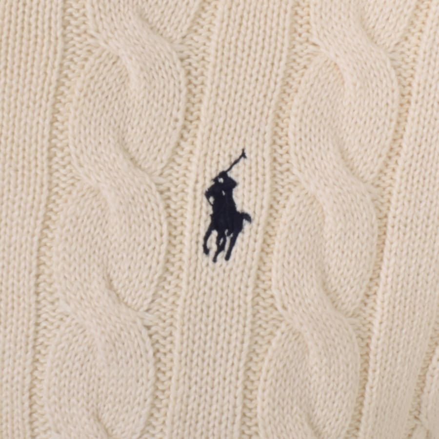 Image number 3 for Ralph Lauren Half Zip Cable Knit Jumper Cream