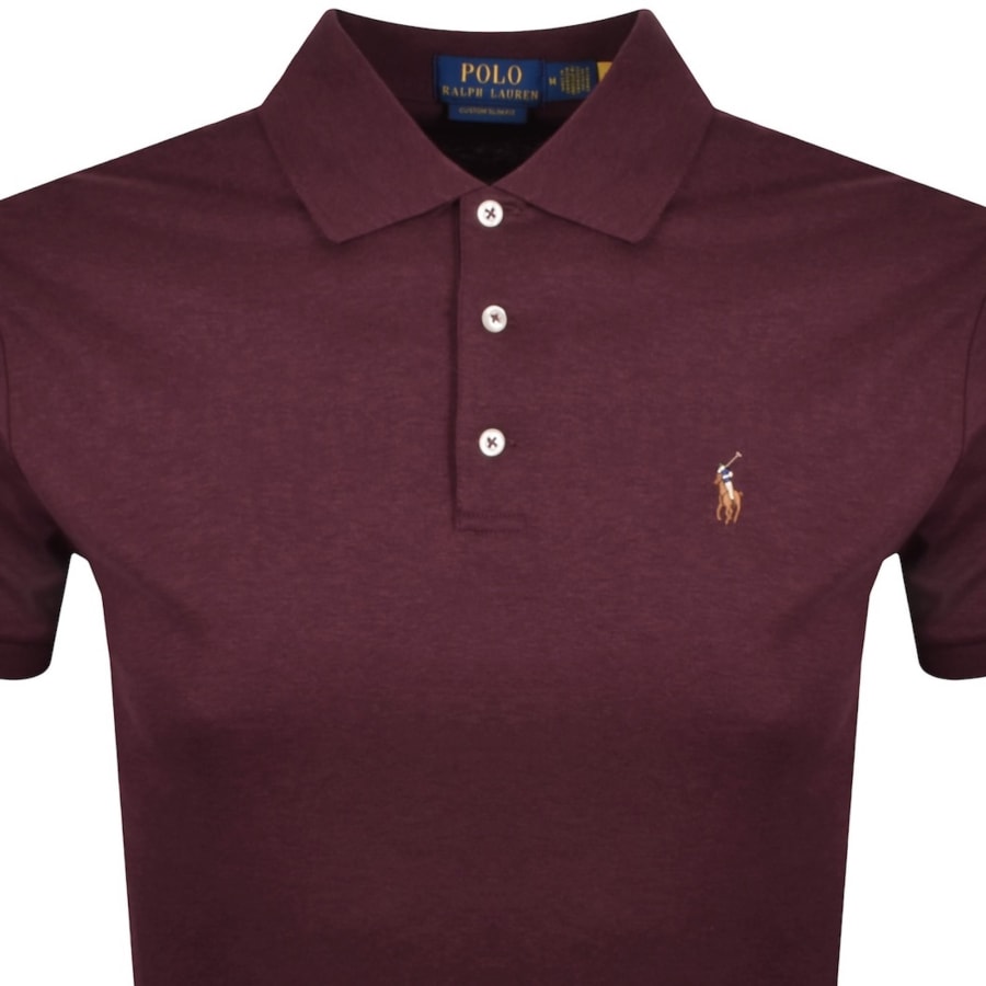 Image number 2 for Ralph Lauren Custom Slim Fit Polo T Shirt Burgundy