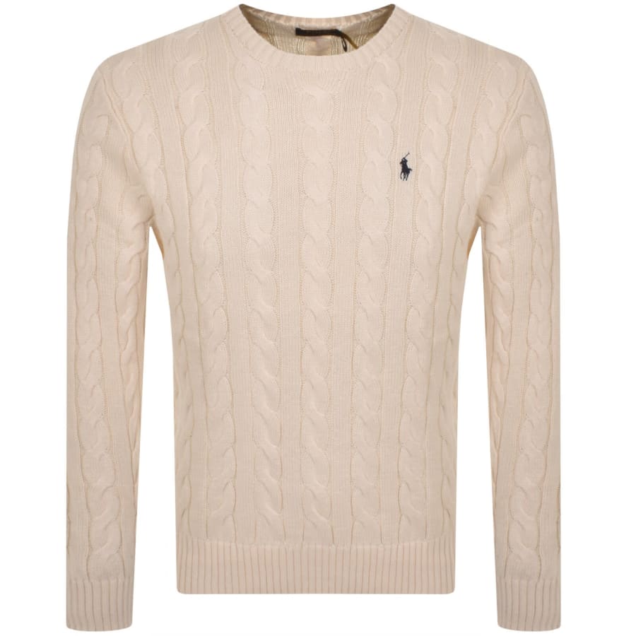 Image number 1 for Ralph Lauren Driver Crew Neck Knit Jumper Cream
