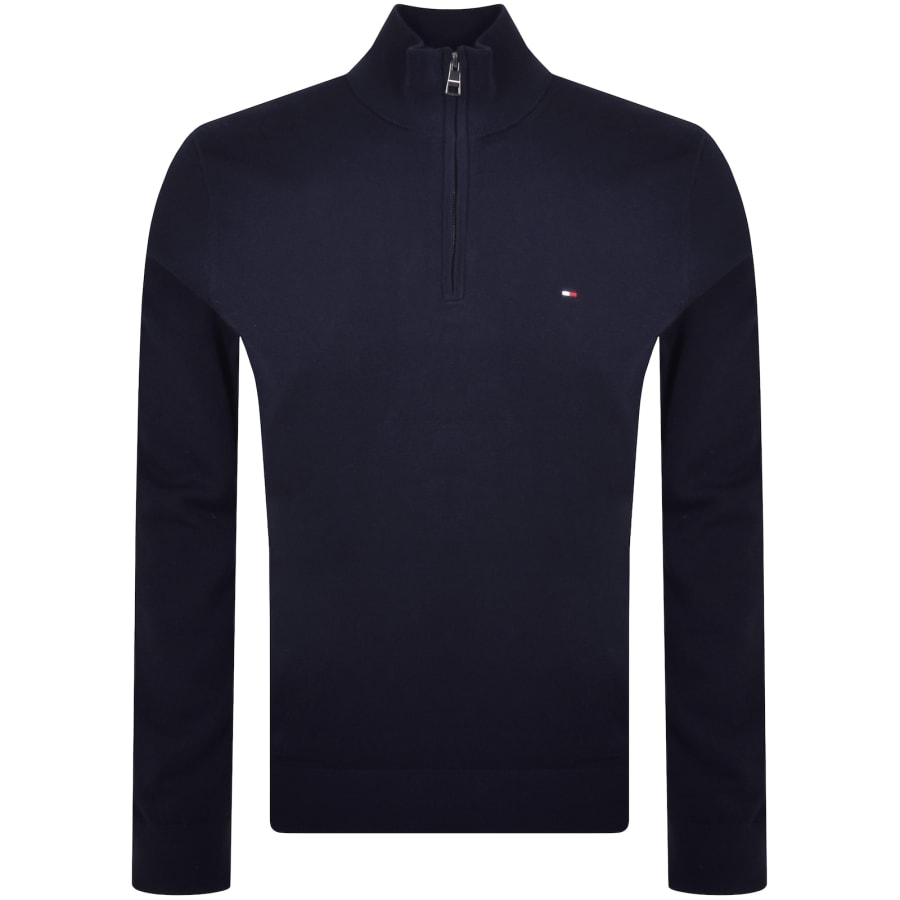 Image number 1 for Tommy Hilfiger Quarter Zip Jumper Navy