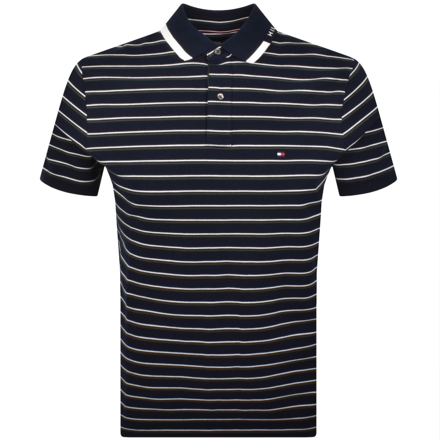 Image number 1 for Tommy Hilfiger Grafic Collar Polo T Shirt Navy