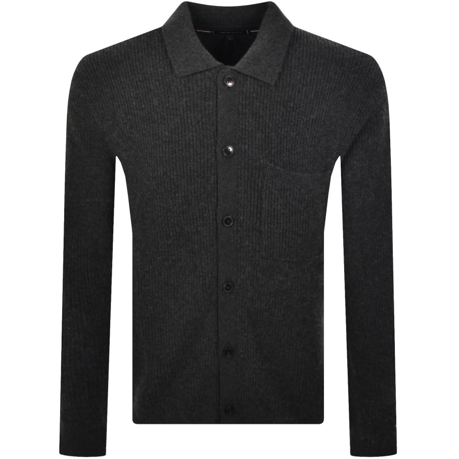 Image number 1 for Tommy Hilfiger Fisherman Knit Cardigan Grey