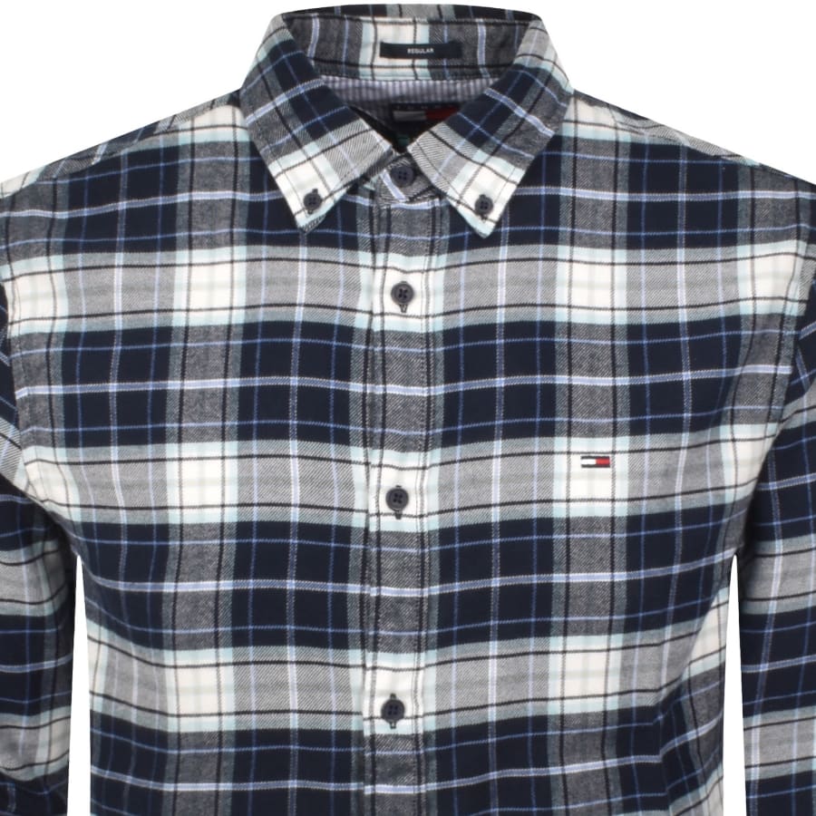 Image number 2 for Tommy Jeans Flannel Check Shirt Navy