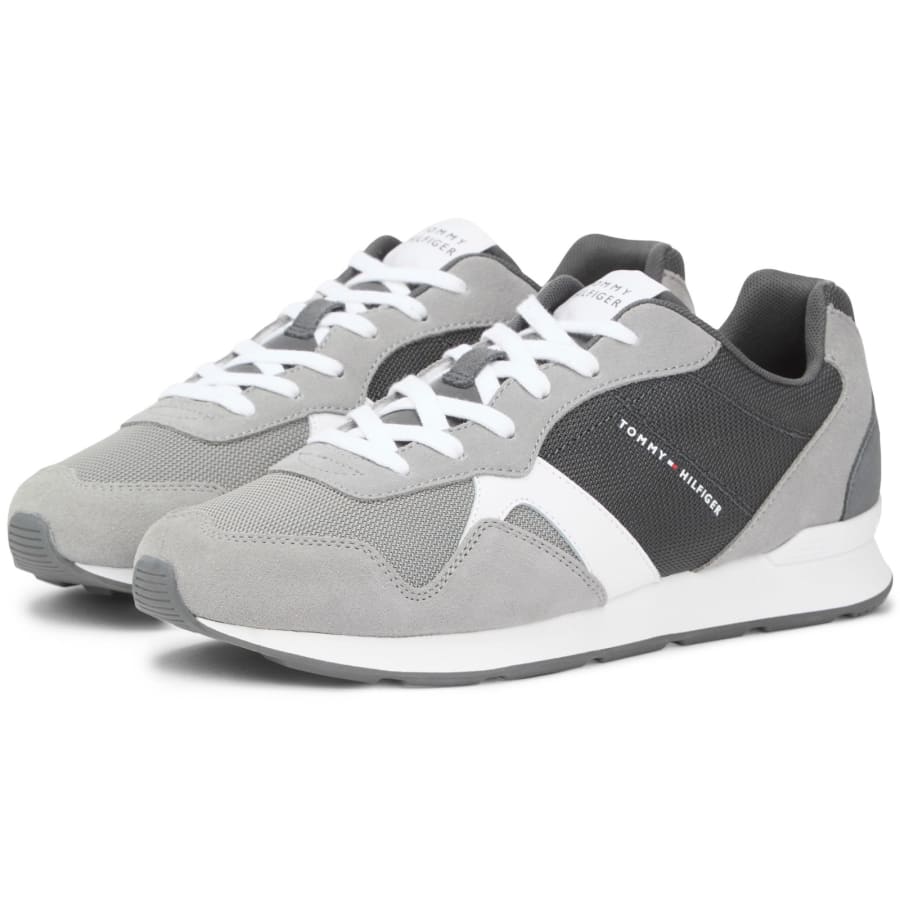 Image number 5 for Tommy Hilfiger Runner Icon Mix Trainers Grey