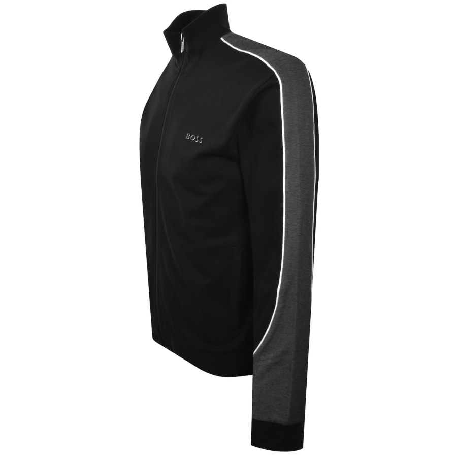 Image number 5 for BOSS Contrast Piping Zip Sweatshirt Black