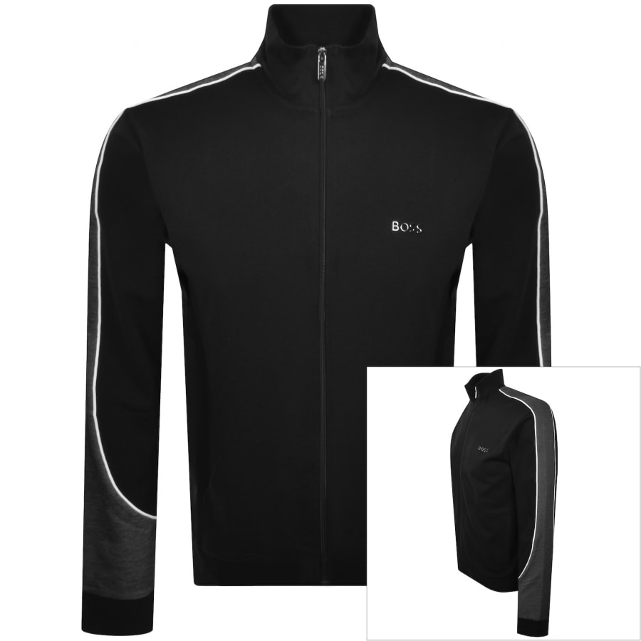 Image number 1 for BOSS Contrast Piping Zip Sweatshirt Black