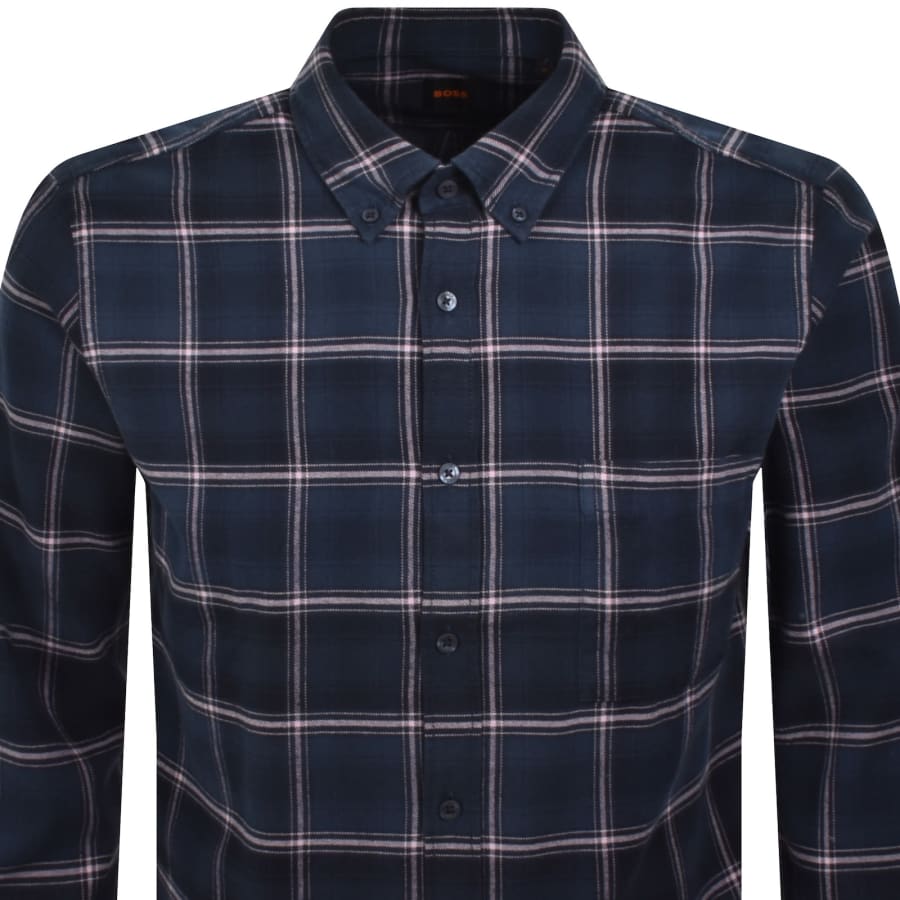 Image number 2 for BOSS Rickert Check Shirt Navy
