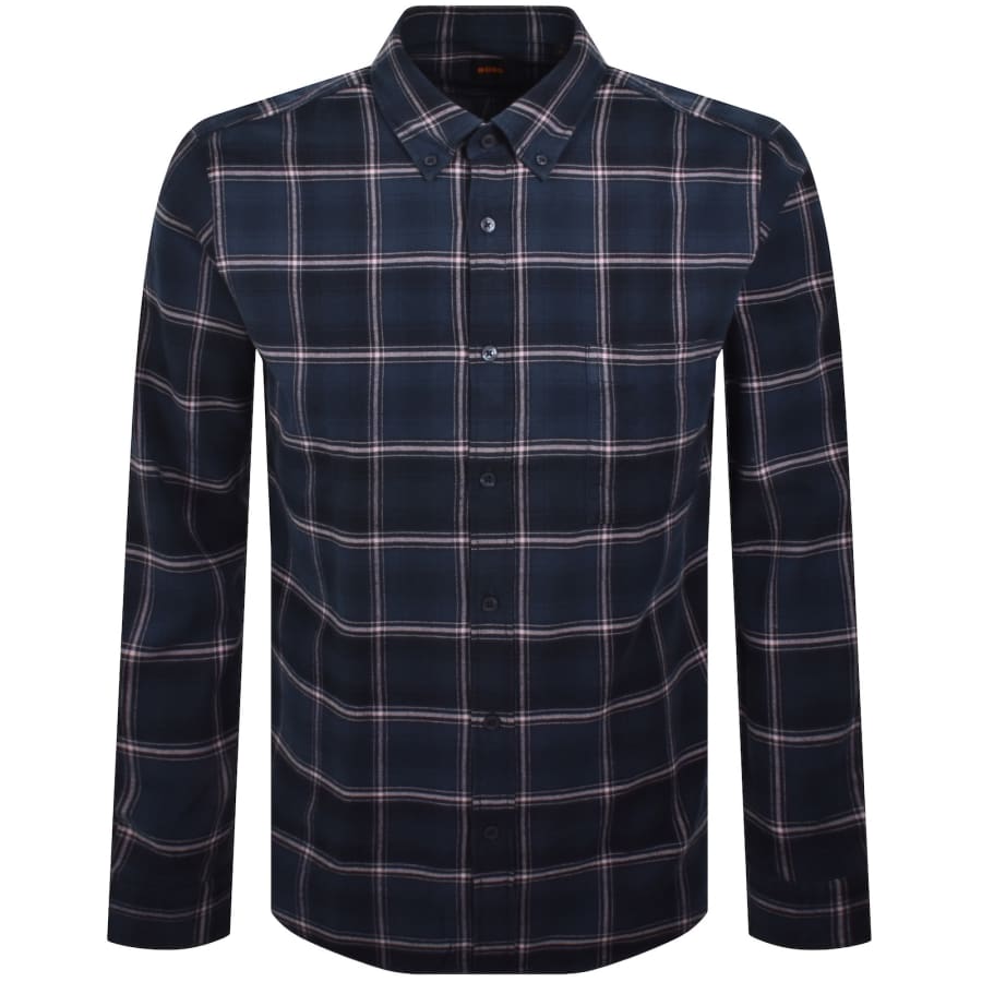 Image number 1 for BOSS Rickert Check Shirt Navy
