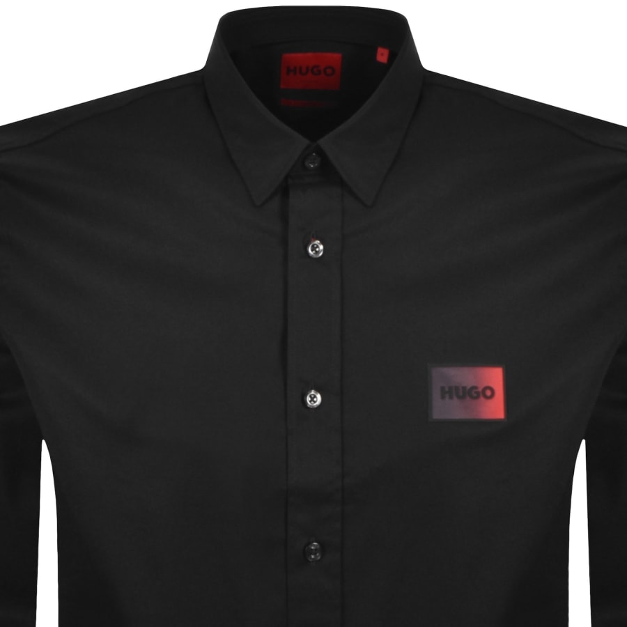Image number 2 for HUGO Long Sleeved Emero Shirt Black