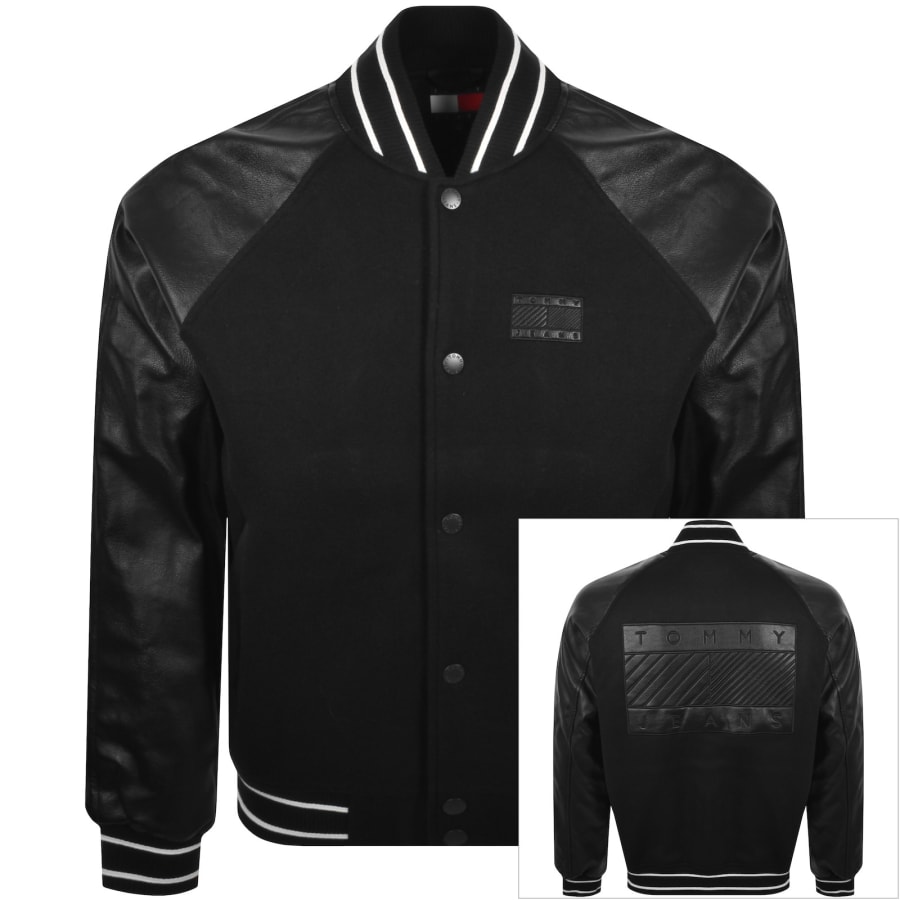 Image number 1 for Tommy Jeans Flag Varsity Jacket Black