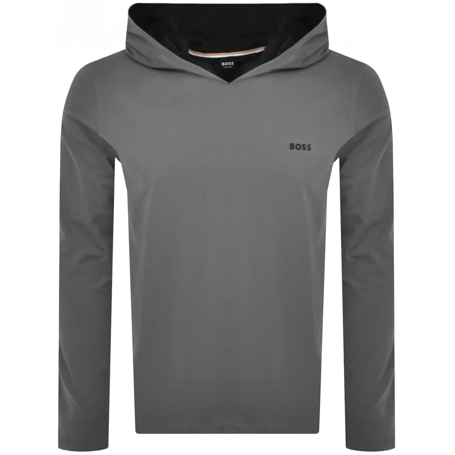 Image number 1 for BOSS Mix And Match Hooded T Shirt Grey