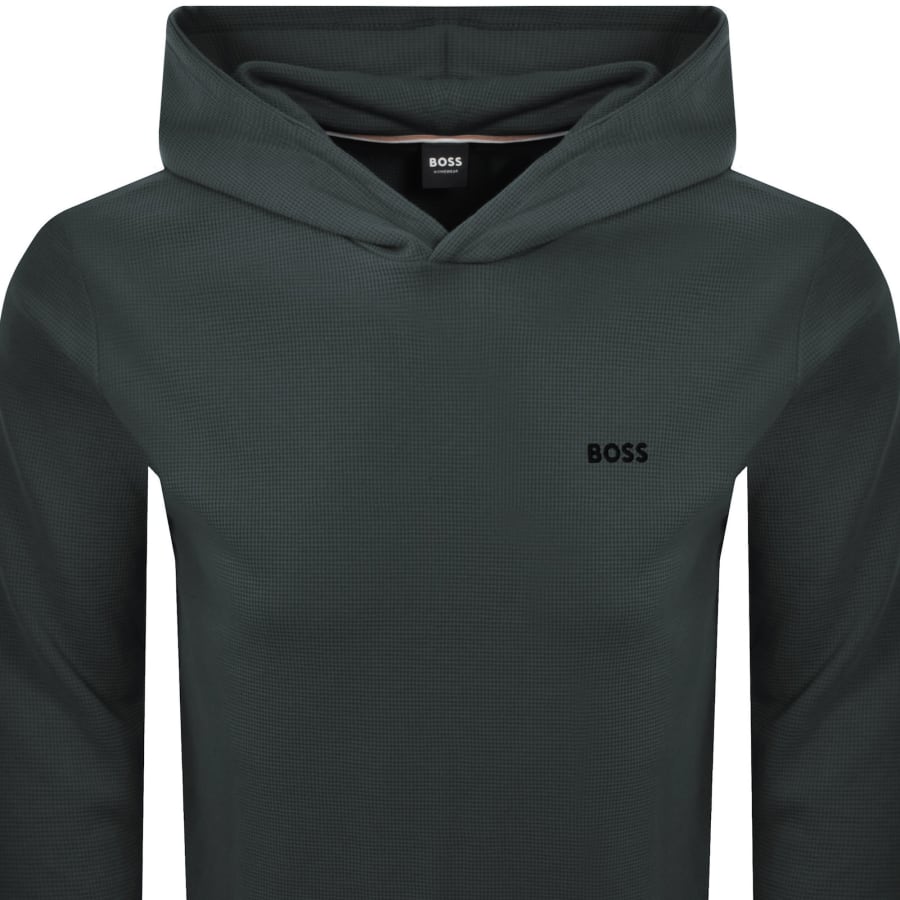 Image number 2 for BOSS Waffle Hooded T Shirt Open Green