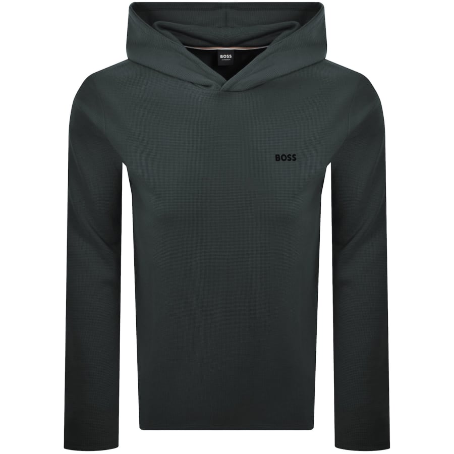 Image number 1 for BOSS Waffle Hooded T Shirt Open Green