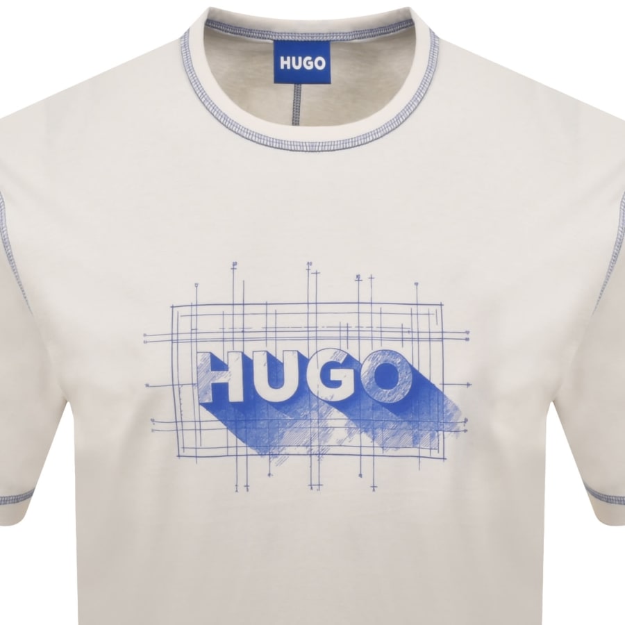 Image number 2 for HUGO Blue Nothal Crew Neck T Shirt Cream