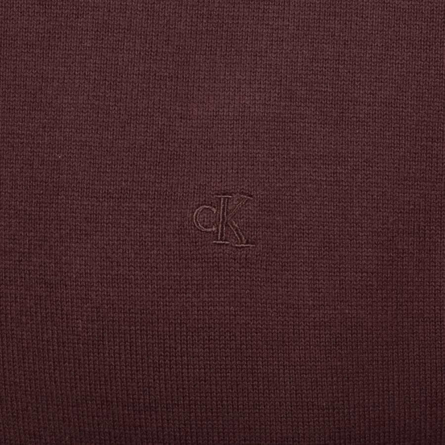 Image number 3 for Calvin Klein Quarter Zip Jumper Brown