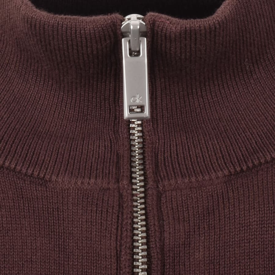 Image number 4 for Calvin Klein Quarter Zip Jumper Brown