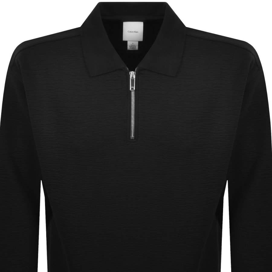 Image number 2 for Calvin Klein Quarter Zip Polo T Shirt Black