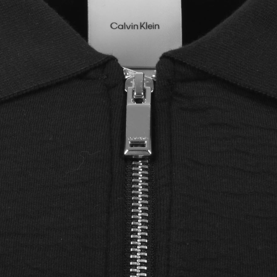 Image number 3 for Calvin Klein Quarter Zip Polo T Shirt Black