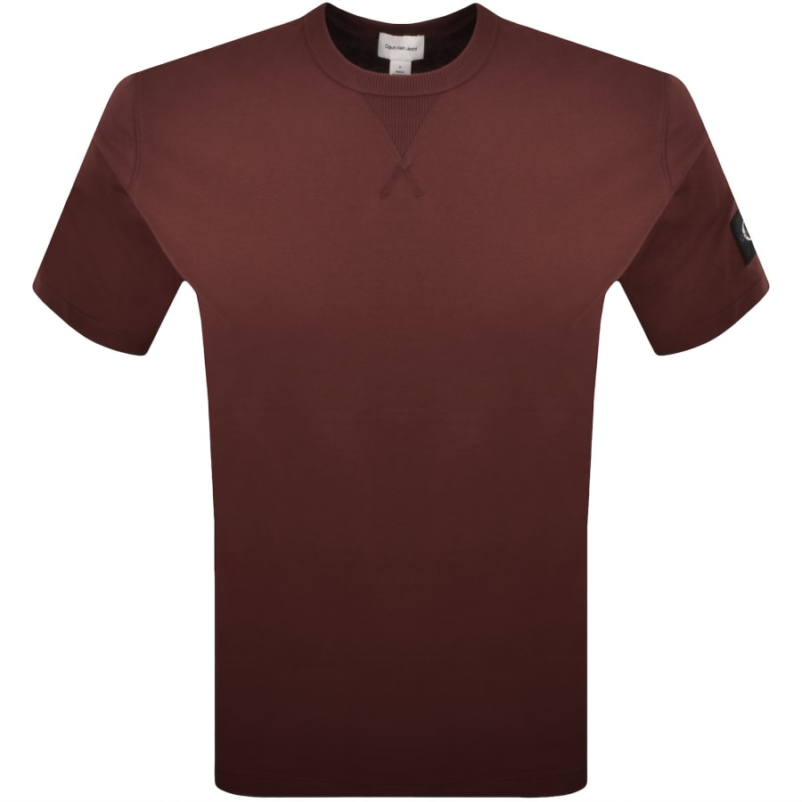 Image number 2 for Calvin Klein Jeans Badge T Shirt Burgundy