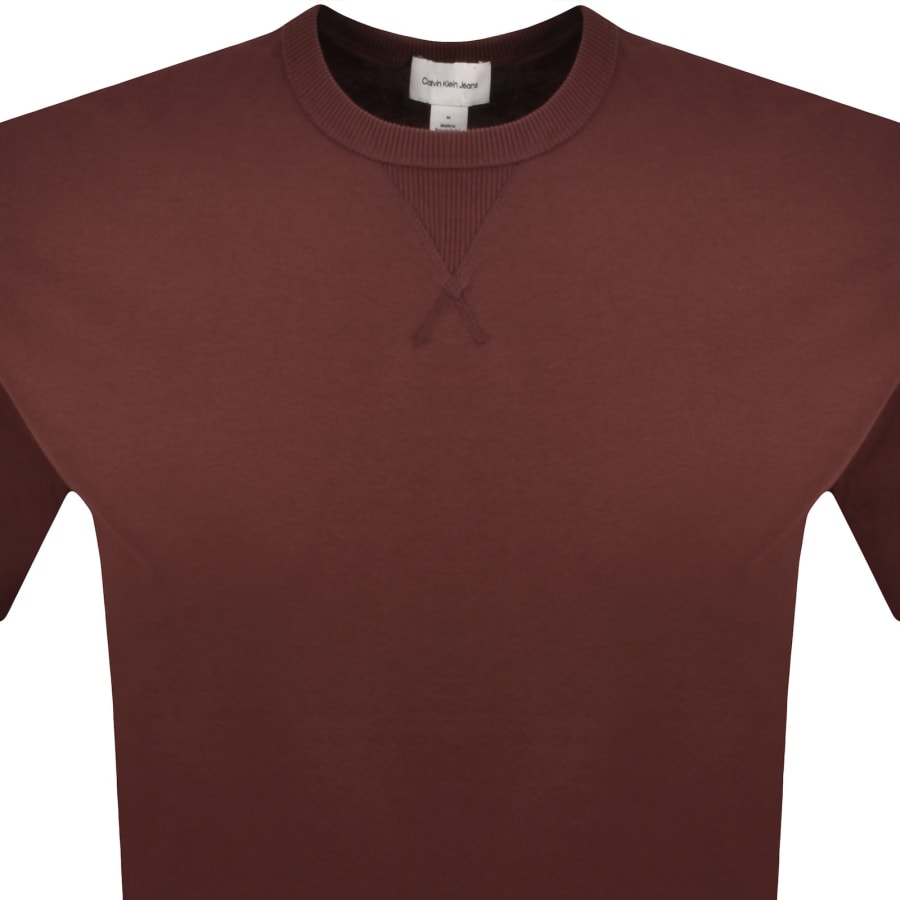 Image number 3 for Calvin Klein Jeans Badge T Shirt Burgundy