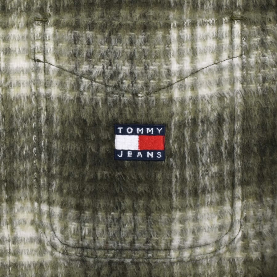 Image number 3 for Tommy Jeans Check Teddy Overshirt Green