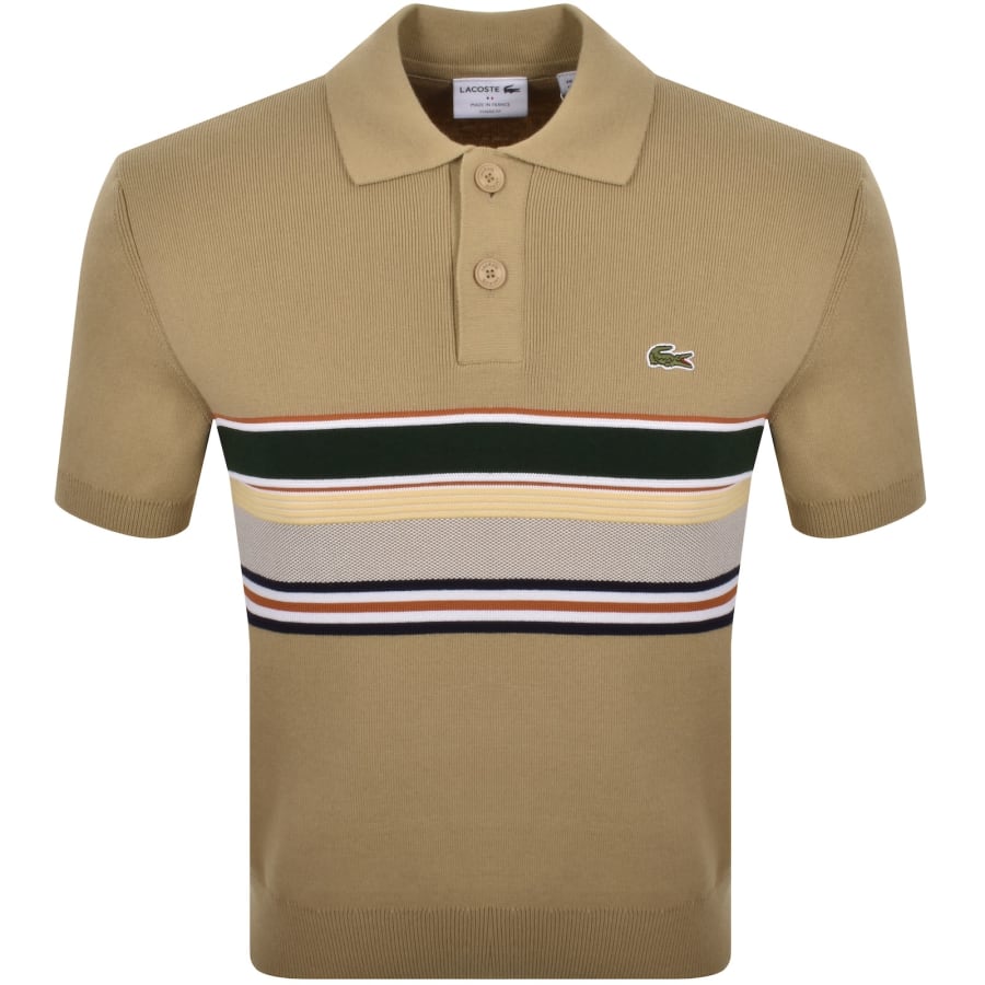 Image number 1 for Lacoste Short Sleeve Knit Polo Beige