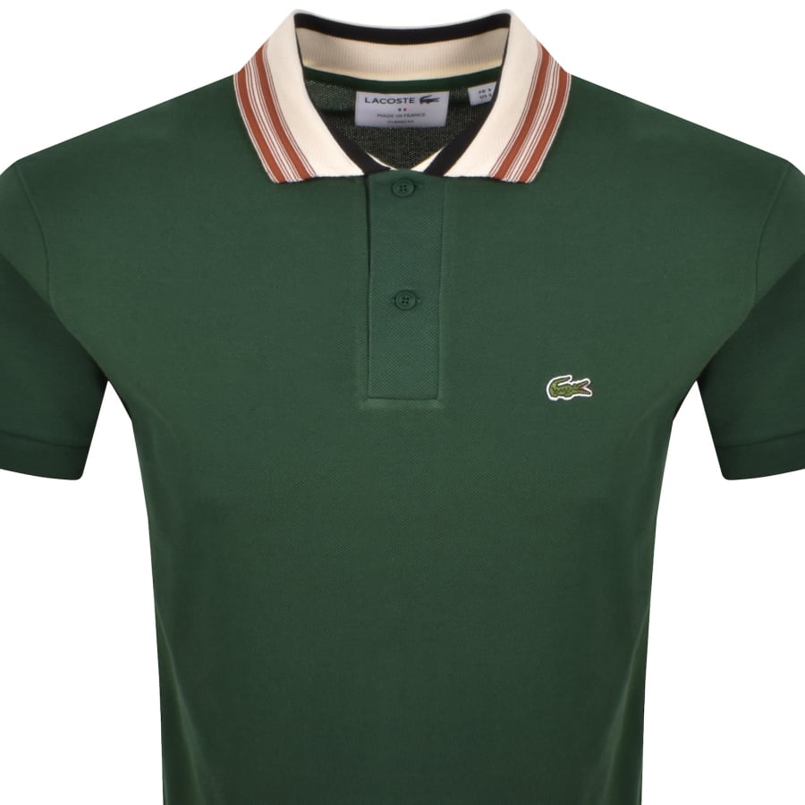 Image number 2 for Lacoste Contrast Collar Polo T Shirt Green
