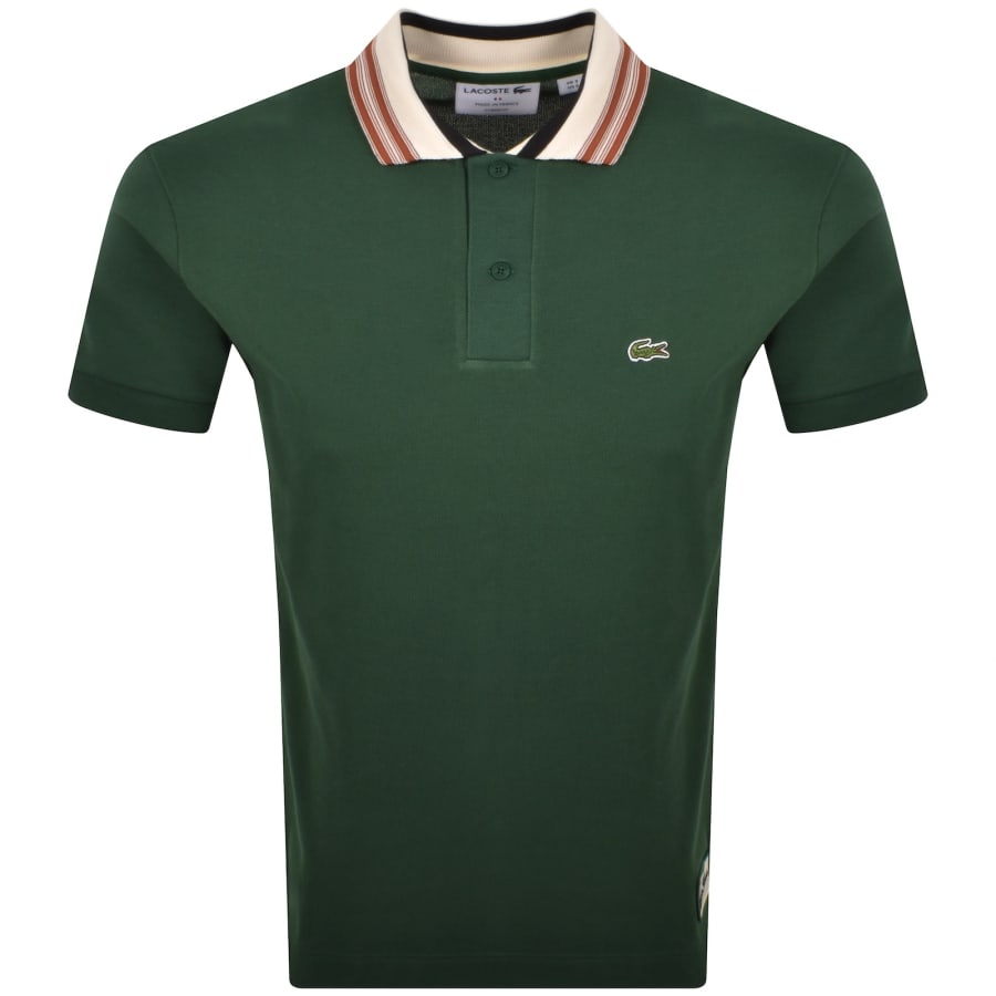 Image number 1 for Lacoste Contrast Collar Polo T Shirt Green