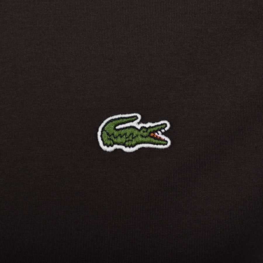 Image number 3 for Lacoste Tipped Crew Neck Logo T Shirt Brown