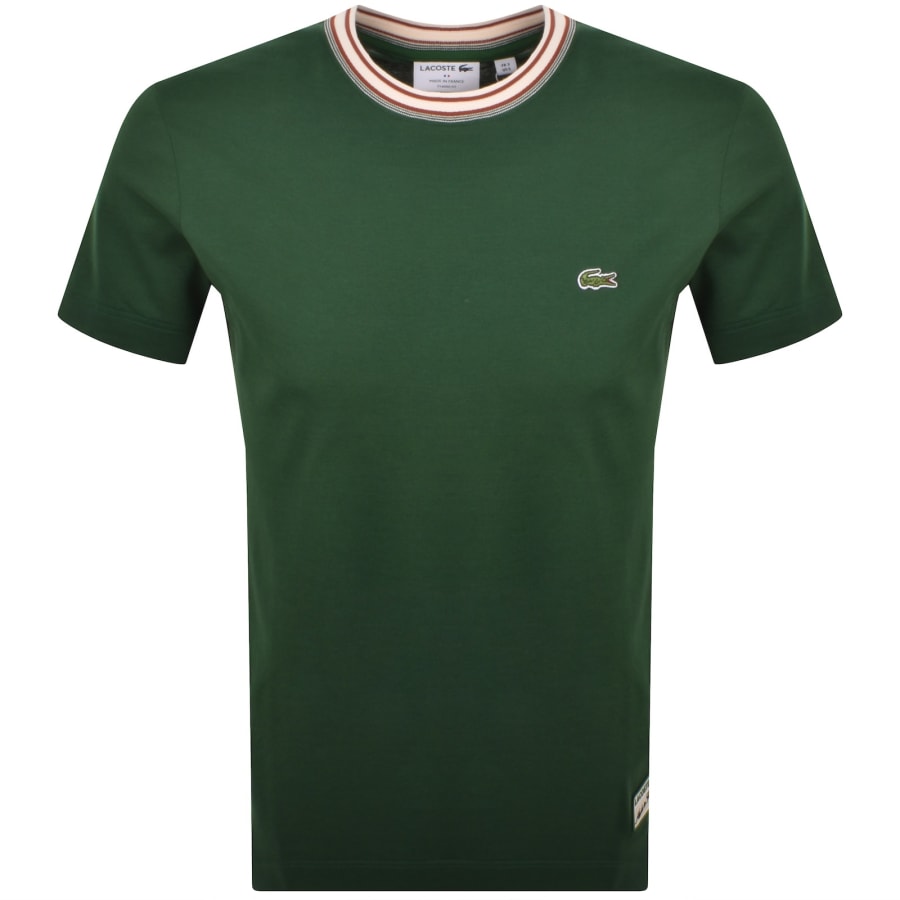 Image number 1 for Lacoste Tipped Crew Neck Logo T Shirt Green