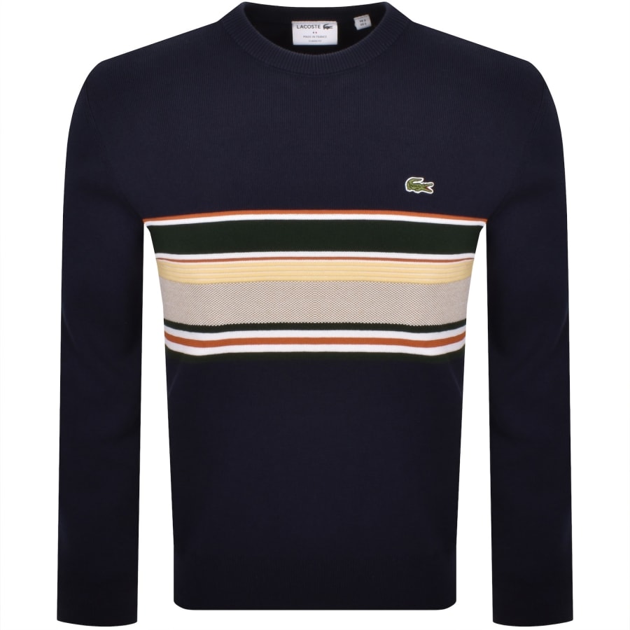 Image number 1 for Lacoste Colour Block Knit Jumper Navy