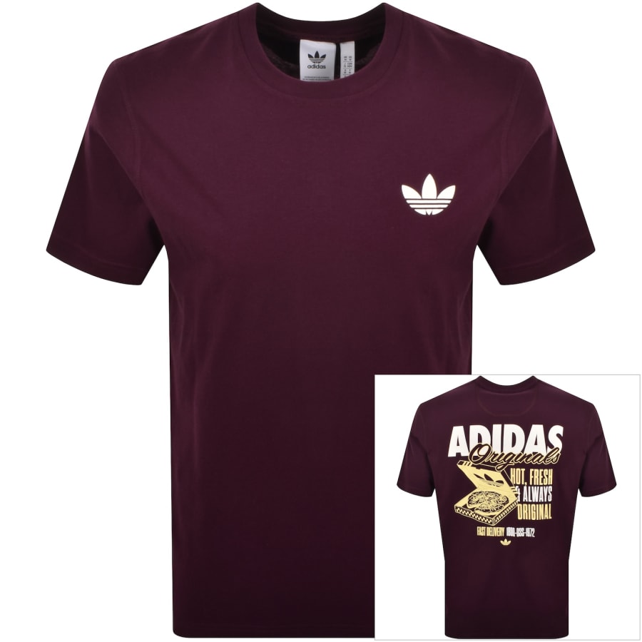 Image number 1 for adidas Originals Pizza Box T Shirt Maroon