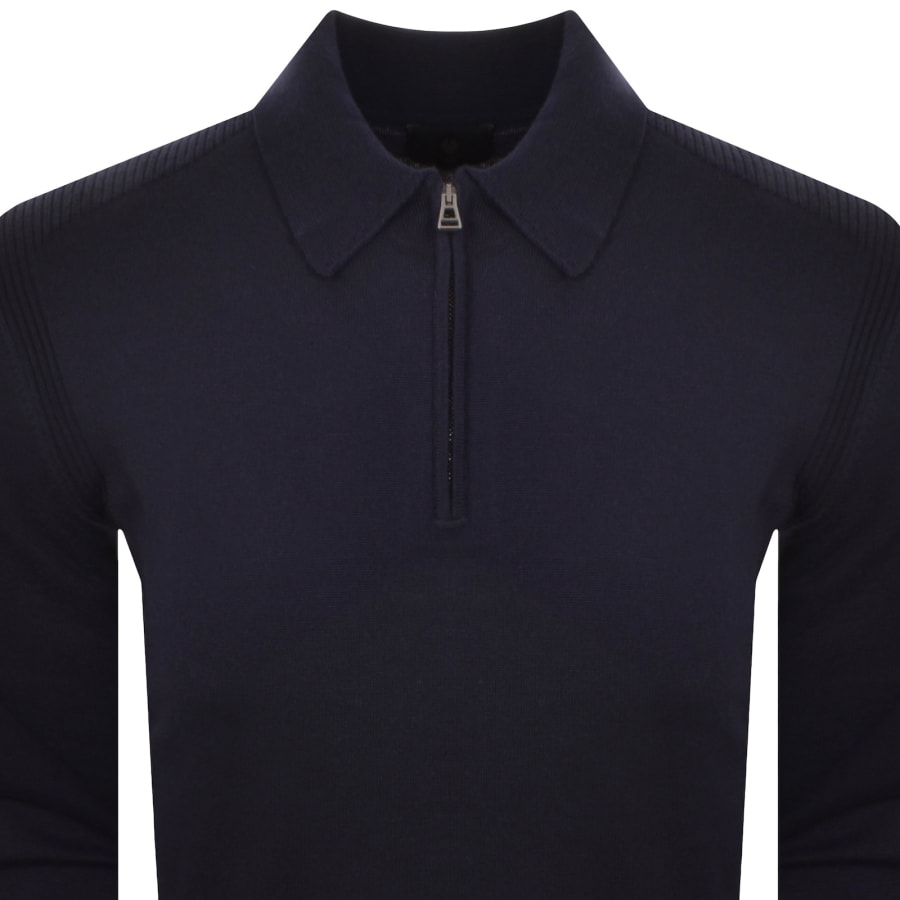 Image number 2 for Belstaff Kyle Knitted Polo Shirt Navy