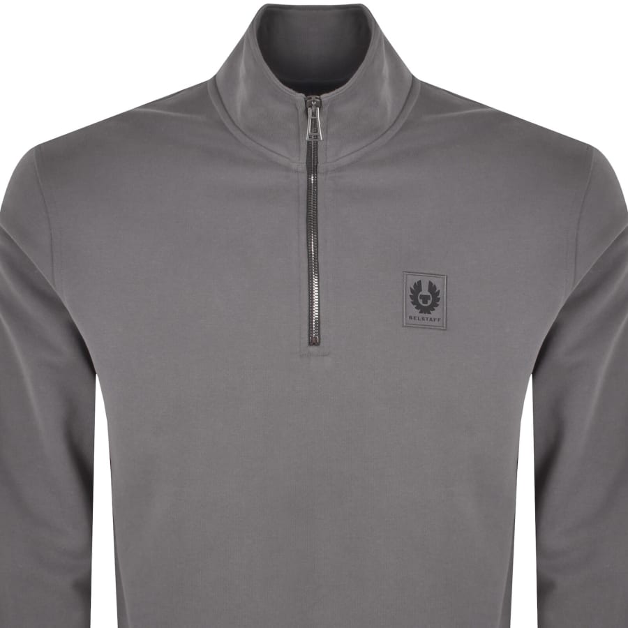 Image number 2 for Belstaff Quarter Zip Sweatshirt Tornado Grey