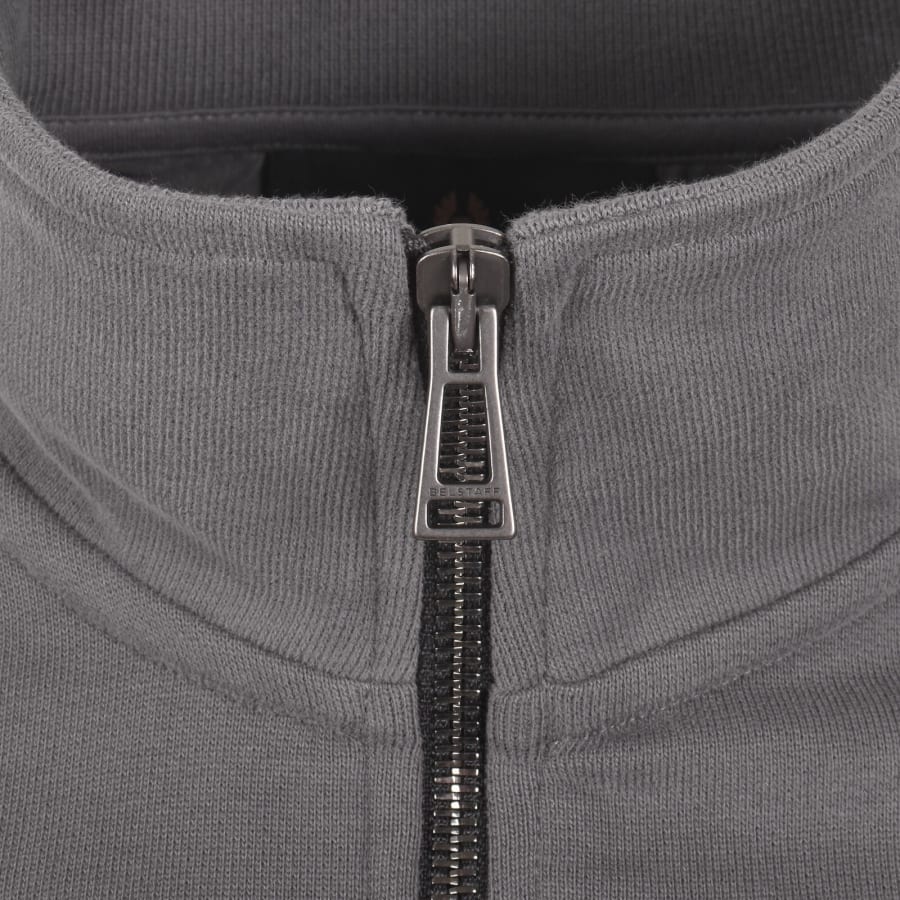 Image number 4 for Belstaff Quarter Zip Sweatshirt Tornado Grey