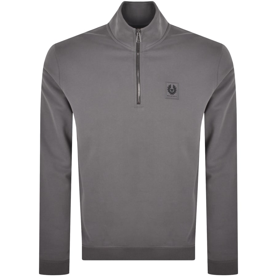 Image number 1 for Belstaff Quarter Zip Sweatshirt Tornado Grey