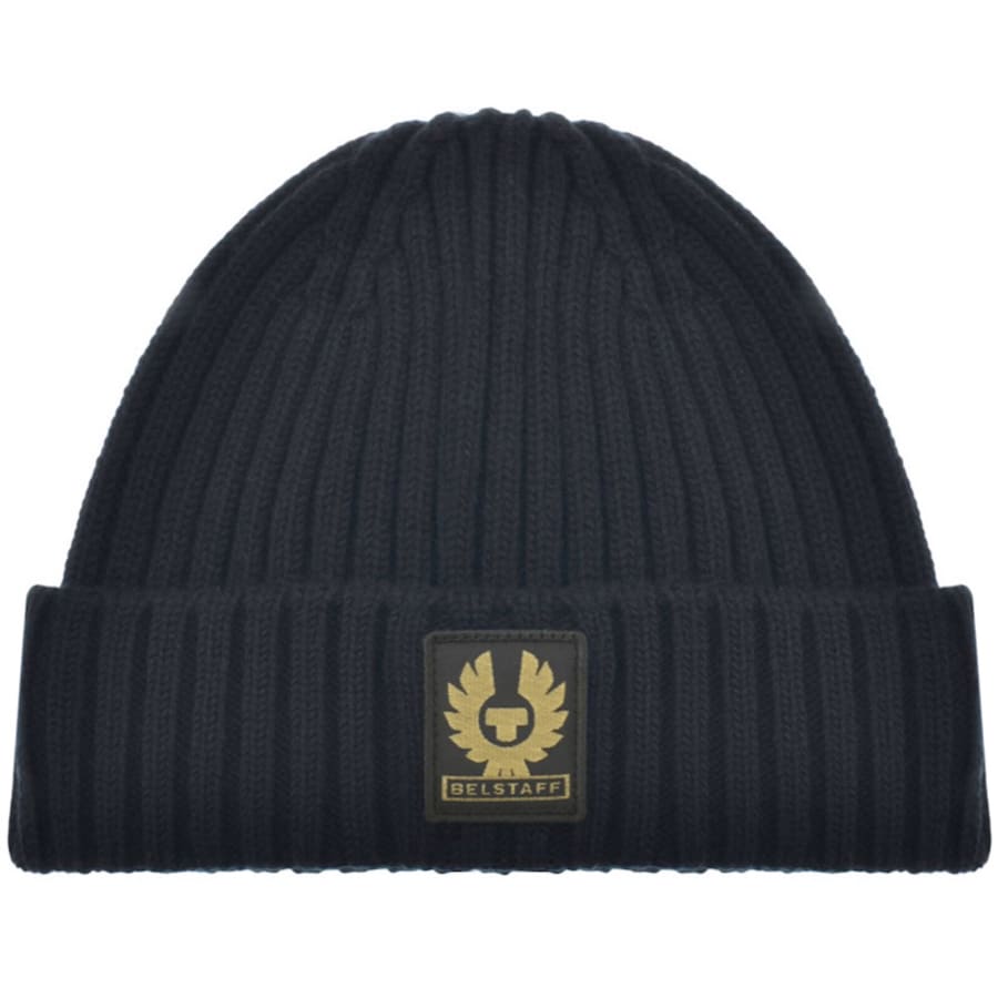 Image number 1 for Belstaff Logo Watch Beanie Navy