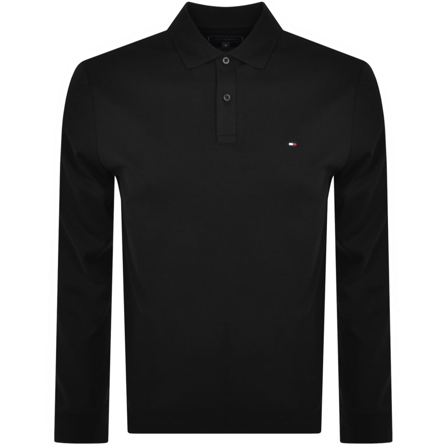 Image number 1 for Tommy Hilfiger Long Sleeved Polo T Shirt Black