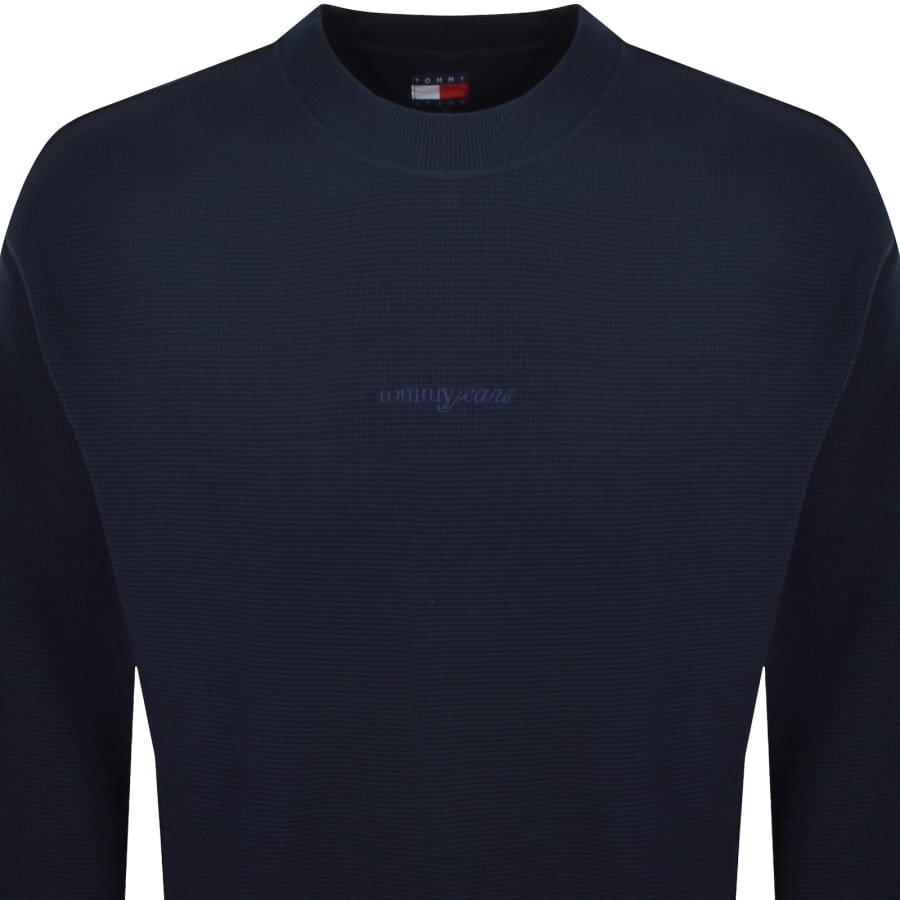 Image number 2 for Tommy Jeans Waffle Sweatshirt Navy