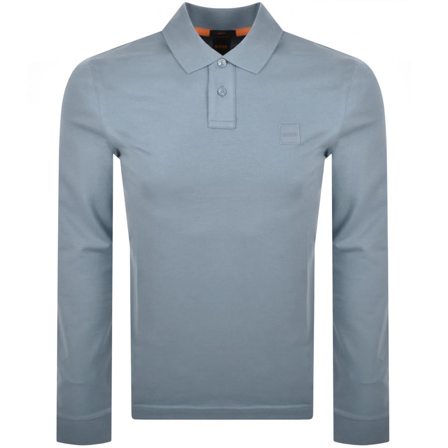 Image number 1 for BOSS Long Sleeve Passerby Polo T Shirt Blue