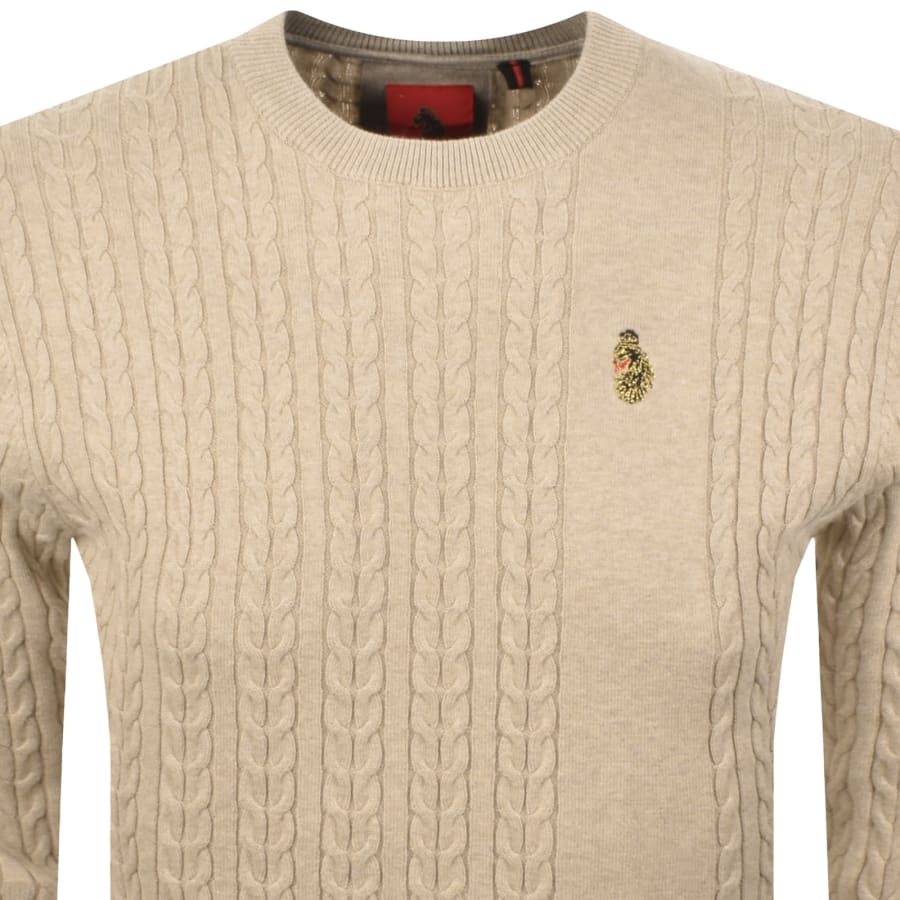 Image number 2 for Luke 1977 Horton 1000 Knit Jumper Stone Cream