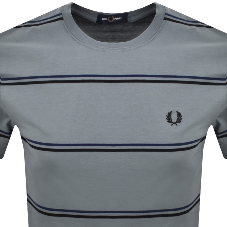 Image number 2 for Fred Perry Fine Stripe T Shirt Blue