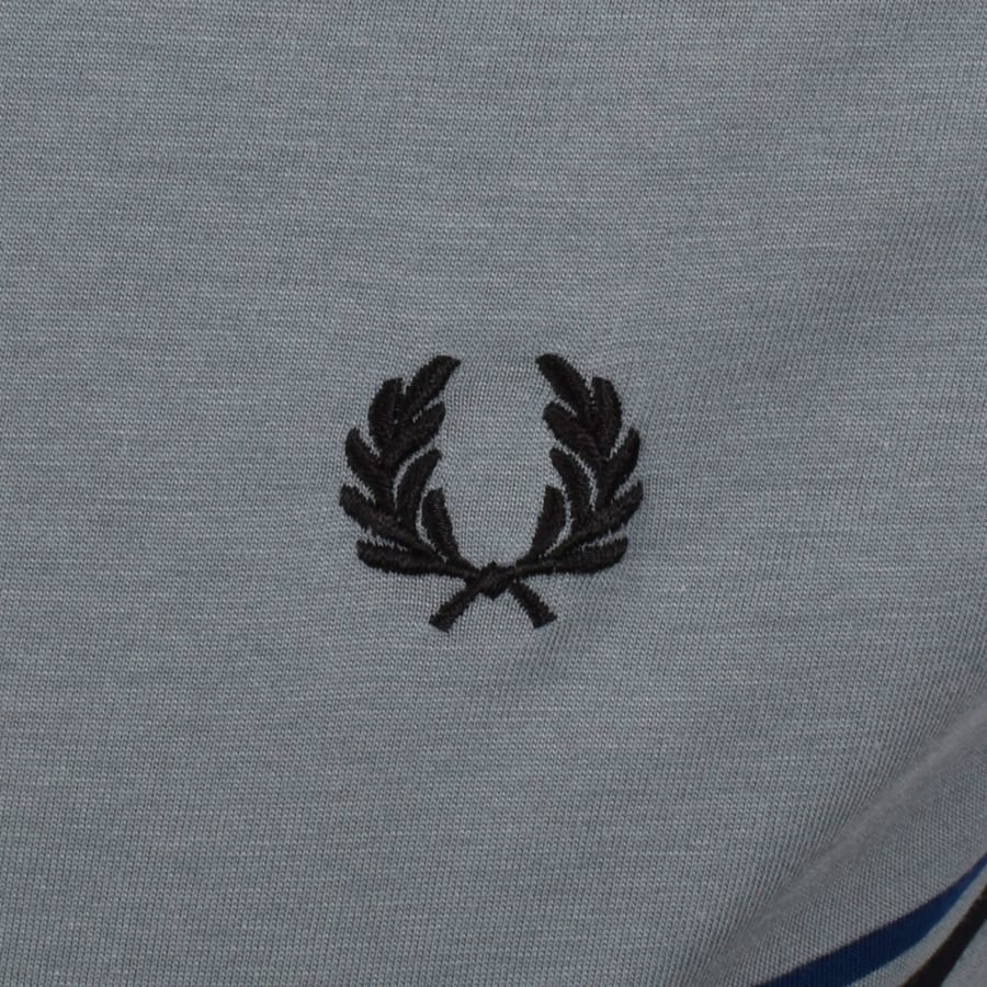 Image number 3 for Fred Perry Fine Stripe T Shirt Blue