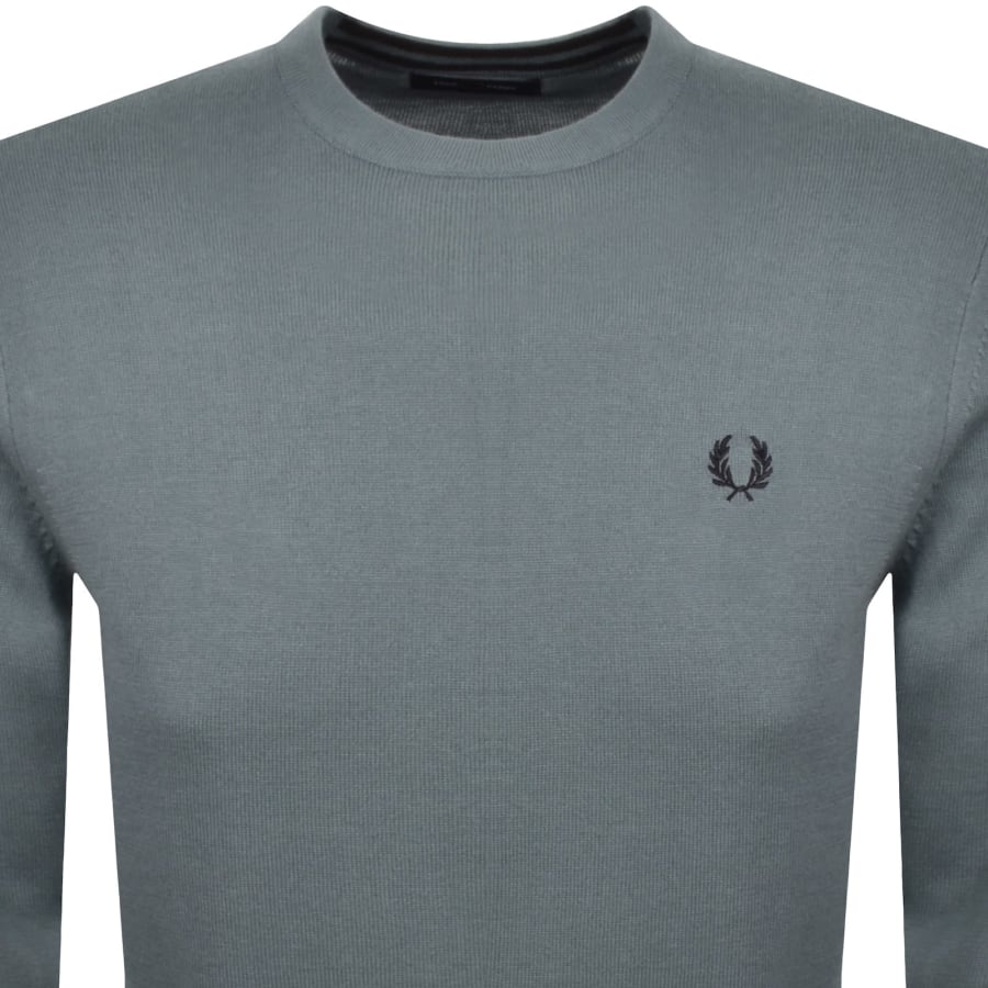 Image number 2 for Fred Perry Classic Crew Neck Knit Jumper Blue